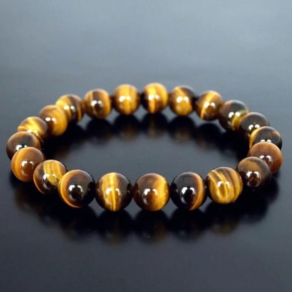 Tiger Eye Bracelet for Men Women Handmade Natural Stone Tiger Eye Beads Bracelet